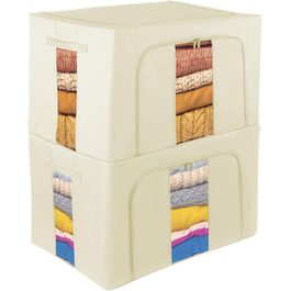 Органайзери для зберігання постільної білизни та одягу 2 шт. - Складані коробки для шафи та комода (Сірий-24L, Хакі-66L)