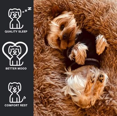 М'яке ліжко для собак, кругле килимок для котів, плюшеве ліжко, зручне гніздо, килимок-подушка, ліжко-донат для собак середніх та великих порід - сірий (50-120см) (100x100x20см, коричневий)