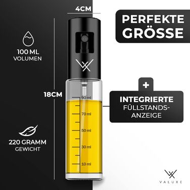 VALUXE® Розпилювач для олії з нержавіючої сталі та скла - 2 в наборі. Преміум пульверизатор для олії для кухні та приготування їжі