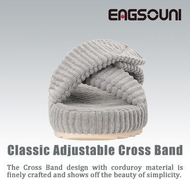 Жіночі домашні тапочки з Memory Foam, сірі. Зручні тапочки з перехресними ремінцями для дому та сну. Антиковзаюча підошва, розмір 37/38 EU