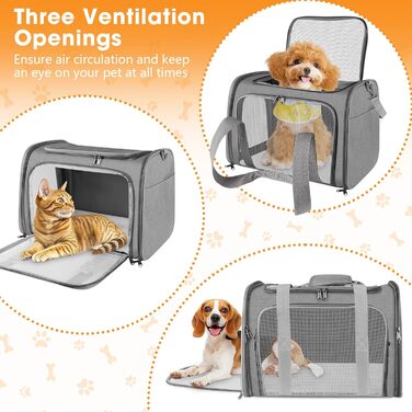 Транспортна сумка для кота та собаки, 45x30x30 см. Складана та дихаюча переноска для кота та середнього собаки. Ідеально для подорожей на авто