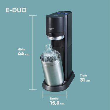 SodaStream E-DUO Titan – сифон для газування води з циліндром CO2 та 2 пляшками (1 скляна 1л, 1 пластикова 1л)