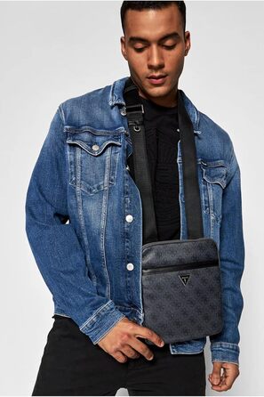 Чоловіча сумка Guess Vezzola Smart Crossbody Flat чорна з мультилоготипом, артикул UBS25GU01 HMEVZLP2223