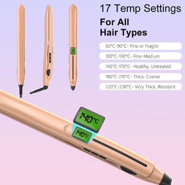 Праска для волосся TQQ Roségold з іонізацією 200 млн, LCD-дисплеєм, 60-230°C - для вирівнювання та блиску волосся будь-якого типу