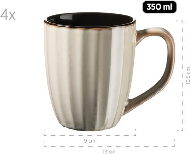 MÄSER Confino Dinnerware Set - 20 Piece Ceramic Tableware Set for 4 - Beige & Black Vintage Style Stoneware