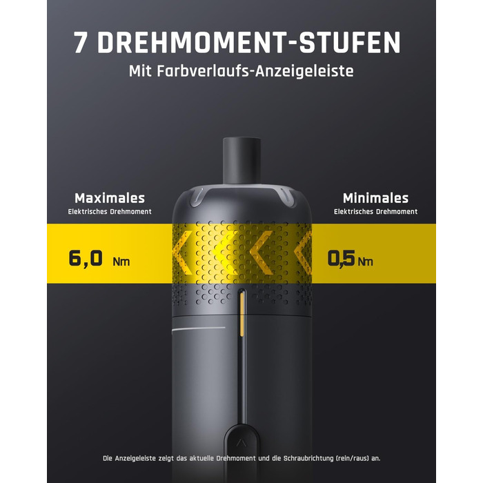 Акумуляторний шуруповерт Fanttik S2 Pro Max з набором біт (7 моментів, 0.5-6 Нм, 1/4