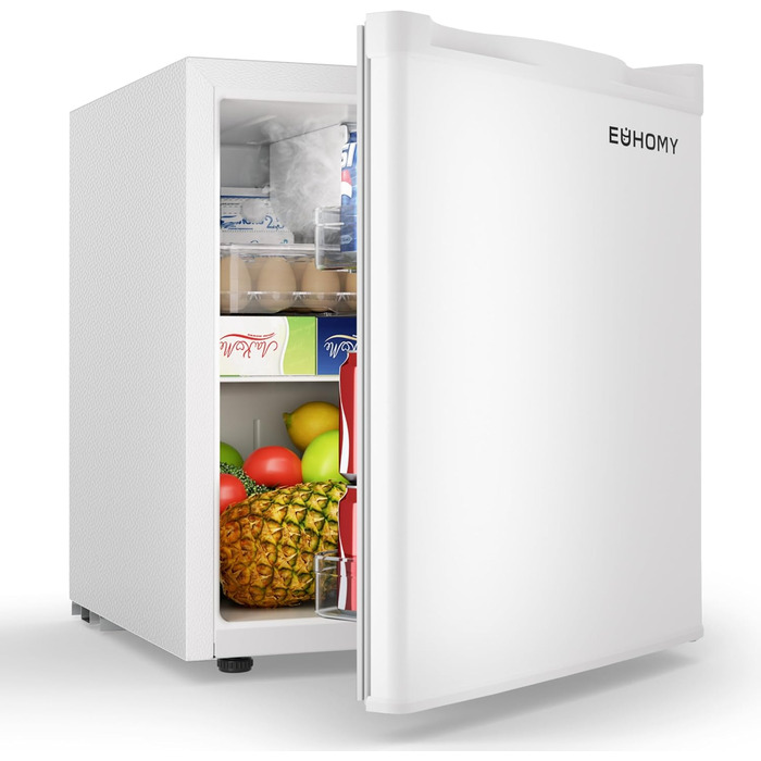 EUHOMY 46L Mini Refrigerator with Reversible Door, 7-Level Thermostat & Cooler Box, 39dB Quiet Mini Fridge for Bedroom/Office, Energy Efficient, Compact