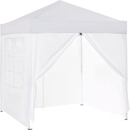 Outsunny 2x2m (6.6ft x 6.6ft) Waterproof Pavilion, Pop-up Folding Canopy with 4 Side Walls, Drain Holes Windows, Foldable Party Tent UV 30+, Garden Tent with Carry Bag, Garden Pavilion for Patio, White