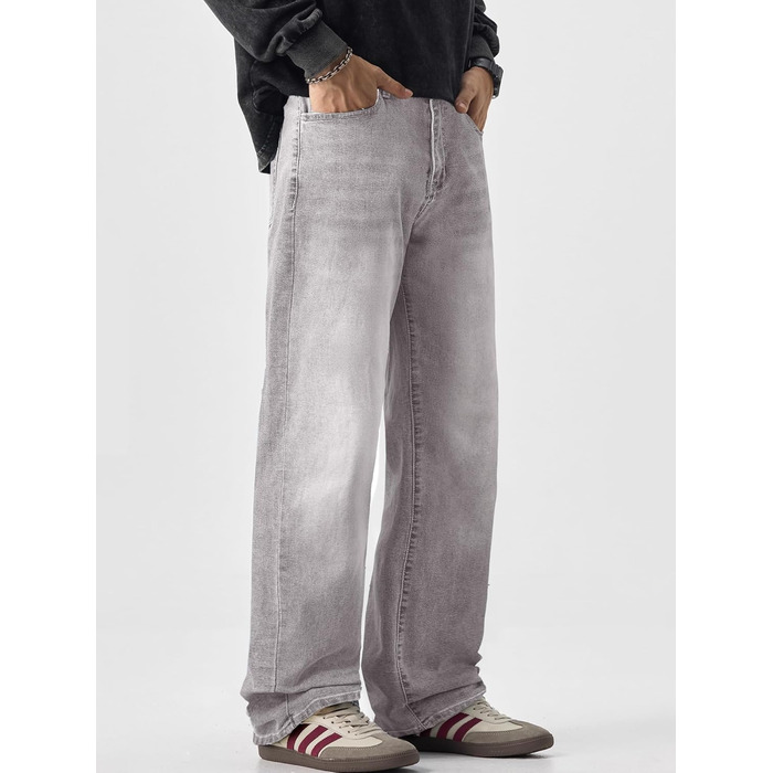 Джинси чоловічі JMIERR Baggy широкі, еластичні, вінтаж Y2K, світло-сірі, 3XL
