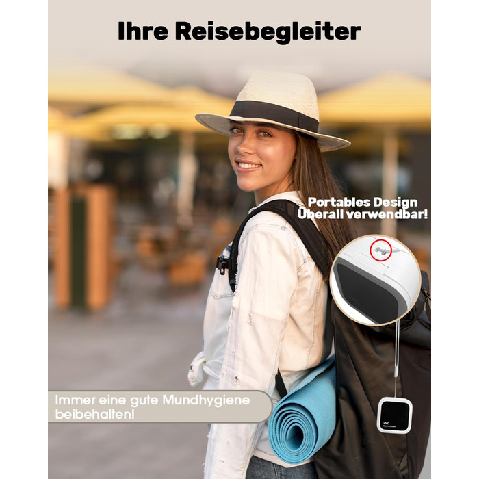 Стерилізатор зубних щіток UV-C та UV-A, настінний тримач з функцією сушіння повітрям, для ванної кімнати, дому та подорожей (білий)