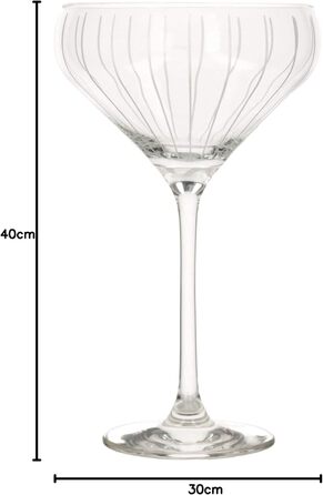 Бокали для Мартіні Mikasa Cheers, 290 мл, 4 шт., Кришталь, срібло, Набір з 4 бокалів