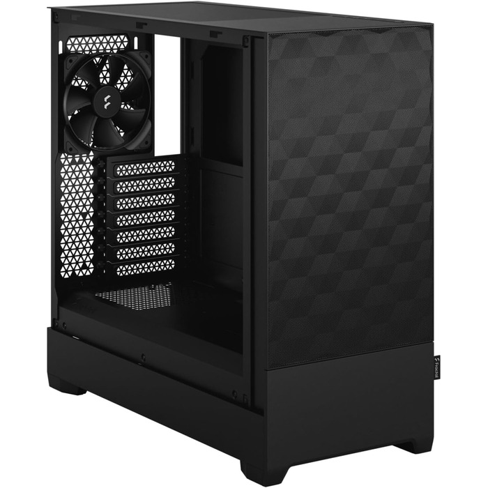 Корпус для ПК Fractal Design Pop Black з темним склом, сітчаста передня панель Honeycomb Mesh, три вентилятори Aspect 12, Mid Tower для ігор, ATX, чорний