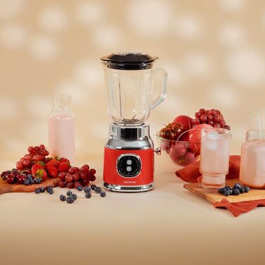 Cecotec Standmixer RetroTwist Red: 800W, Pulse, 1L, Титанове покриття, Червоний, Vintage-дизайн