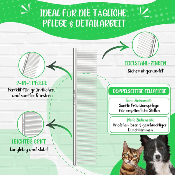 Зубчаста щітка для собак та котів з захисними нопочками - видаляє підшерсток, ковтуни та вузли. Ідеальна для довгошерстих порід, наприклад, кокапу, пуделів. Щітка для щоденного догляду за шерстю, розмір M-L. Професійний гребінець для шерсті.