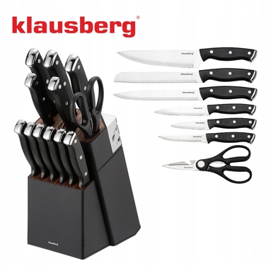 Набір ножів Klausberg KB-7985, 13 предметів, зі стійкою та точилом, сталь