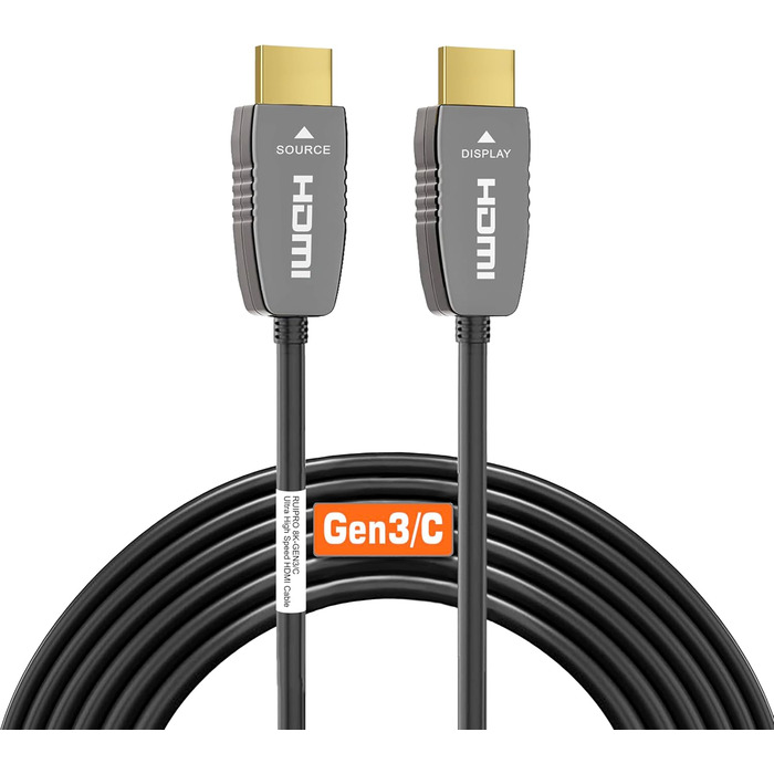 HDMI 2.1 оптоволоконний кабель 48 Гбіт/с, 8K@60Hz, 4K@120Hz, Dynamic HDR, eARC, Dolby, HDCP 2.2/2.3, сумісний з PS5, Xbox Series X, RTX 4090, TV, Beamer, AVR, Зелений (Чорний сертифікат, 33FT)