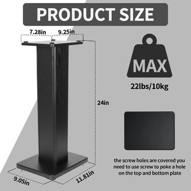 Підставка для акустики Suuiwau, 60 см, з дерева, для домашнього кінотеатру, з можливістю засипання піском, чорна