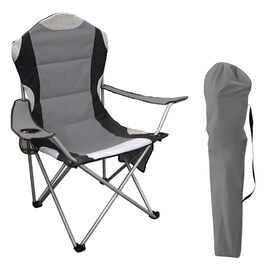 Крісло кемпінгове Spetebo XXL Deluxe антрацит, до 150 кг - широке, зручне, стабільне