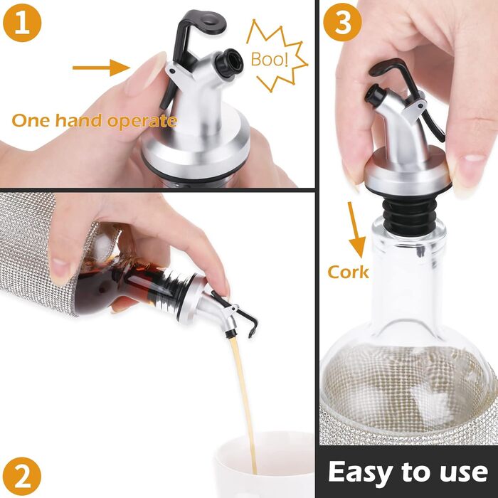 Наливайчики для пляшок Abeillo (5 шт.) - не проливають, для олії, вина, лікеру, оливкової олії, кухні та бару, з нержавіючої сталі