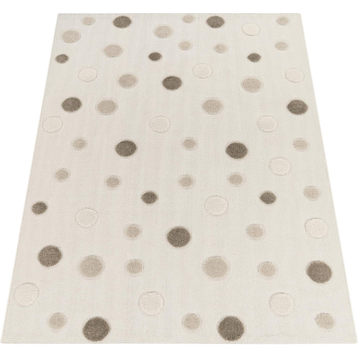 Дитячий килим Paco Home для хлопчиків та дівчаток 80x150 см, бежевий з левами, 3D ефект, м'який, з петлями, легко чиститься