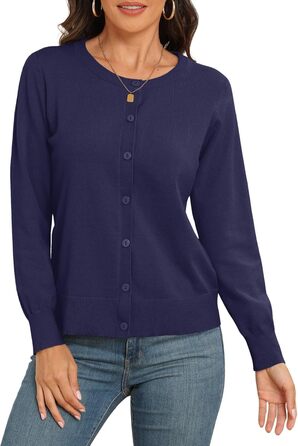 Кардиган PrinStory з в'язаного полотна з круглою горловиною, колір морської хвилі (XL)