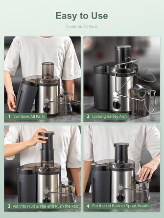 Електричний соковитискач Sliver 500W з нержавіючої сталі, BPA-free, для фруктів та овочів