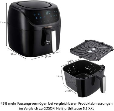 Фритюрниця Russell Hobbs SatisFry XXL 8л Rapid AirFryer: 7 функцій, 10 програм, без олії, гриль, випічка, смаження