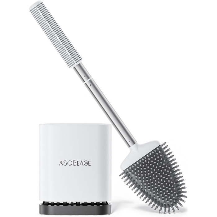 Набір для чищення унітазу ASOBEAGE: силіконова щітка, нержавіюча сталь, кріплення на стіну, швидке висихання, чорний (4 шт., 1 упаковка)