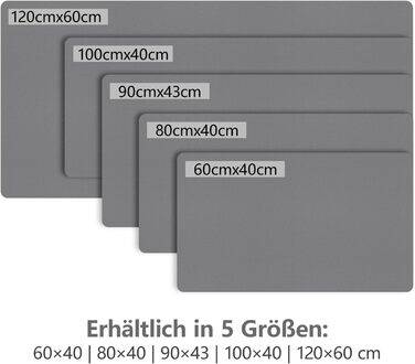 Килимок для столу Zindoo XL 100x40 см антрацит: захист від подряпин, водостійкий, для миші та письма