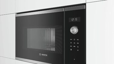 Вбудована мікрохвильова піч Bosch BFL524MS0 Serie 6, 38x60 см, 800 Вт, LED-дисплей, нержавіюча сталь