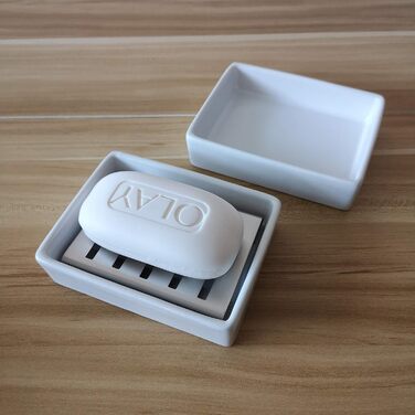 Миска для мила Lofekea з кераміки та нержавіючої сталі, двошарова мильниця для ванної та душу