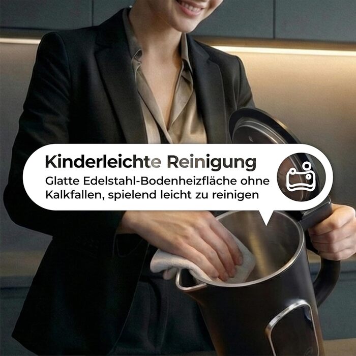 Електричний чайник Aeco AQA NEO з нержавіючої сталі, 1.7 л, 2150 Вт, без BPA, фільтр від накипу, бездротовий, CoolTouch, шампань срібло (Aqa Elite (чорний матовий))