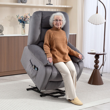 HOMCOM Power Lift Recliner Chair with Lift Assist, Electric TV Recliner with Vibration Massage, Reclining Function, Massage Chair with Heat, Footrest, Side Pocket, Timer, Dark Grey | Aosom