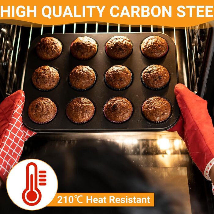 Форма для мафінів (2 шт.) - 24 лунки, антипригарне покриття, BPA-free, стандартний розмір 35 x 27 x 3 см, ідеально для капкейків, брауні та випічки