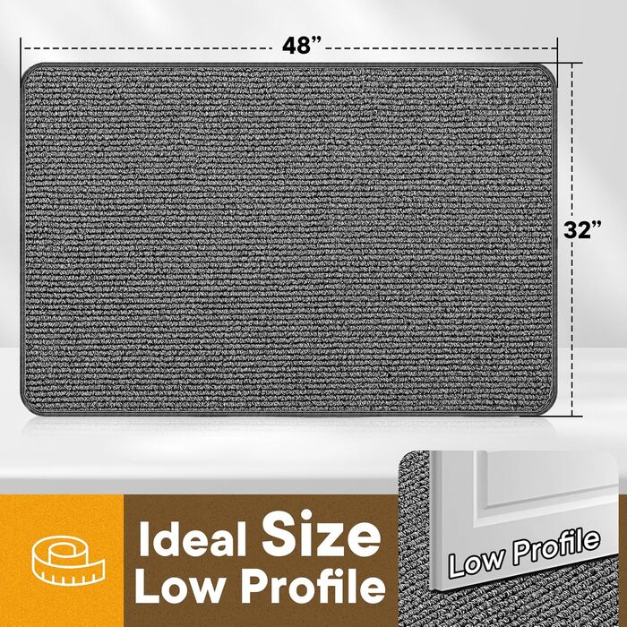 Привітальний килимок Mibao 80 x 120 см, вологопоглинаючий та протиковзний килим для входу, дверей та коридору, світло-сірий