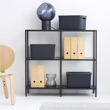 Jive Dekobox 3-Piece Storage Box Set, 16l with Lid, Recycled Plastic (PP), Dark Grey, 3x16l (37.5 x 27.8 x 29.8 cm), Anthracite