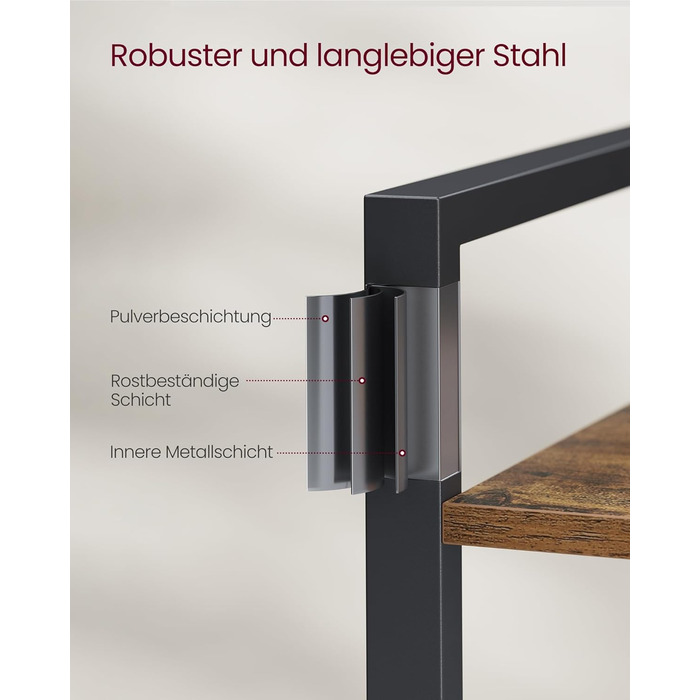 VASAGLE 4-Tier Regal - Vintagebraun & Tintenschwarz