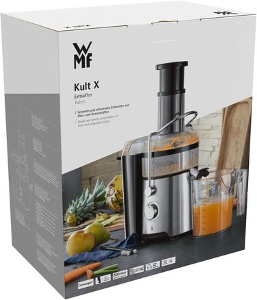 Електричний соковичавник WMF Kult X: для фруктів та овочів з нержавіючої сталі, 500W, 1.2л, 2 швидкості