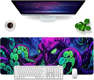 Килимок для миші Octopus, фіолетовий, 80x30 см, XL, великий, для геймінгу, під клавіатуру, Desk Pad & Desk Mat