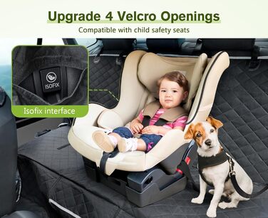 Pecute Car Seat Cover for Dogs - Waterproof & Scratch-Resistant, 136x146cm, with Side Protection & Window, Black Luxury Thick Seat Protector