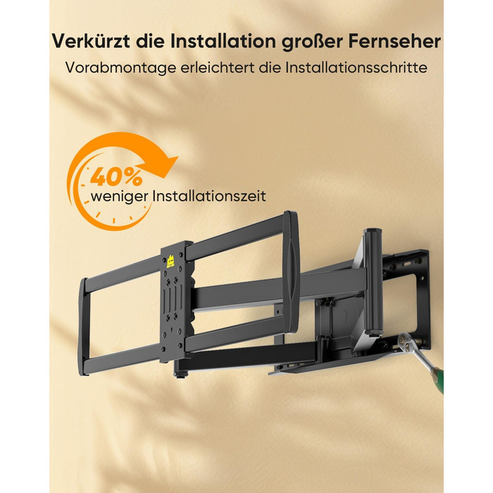 Кронштейн для телевізора FORGING MOUNT HY9458 для XXL TV 60–120 дюймів, до 125 кг, поворотний та нахильний, висувний подвійний важіль 1090 мм, VESA до 900x600мм