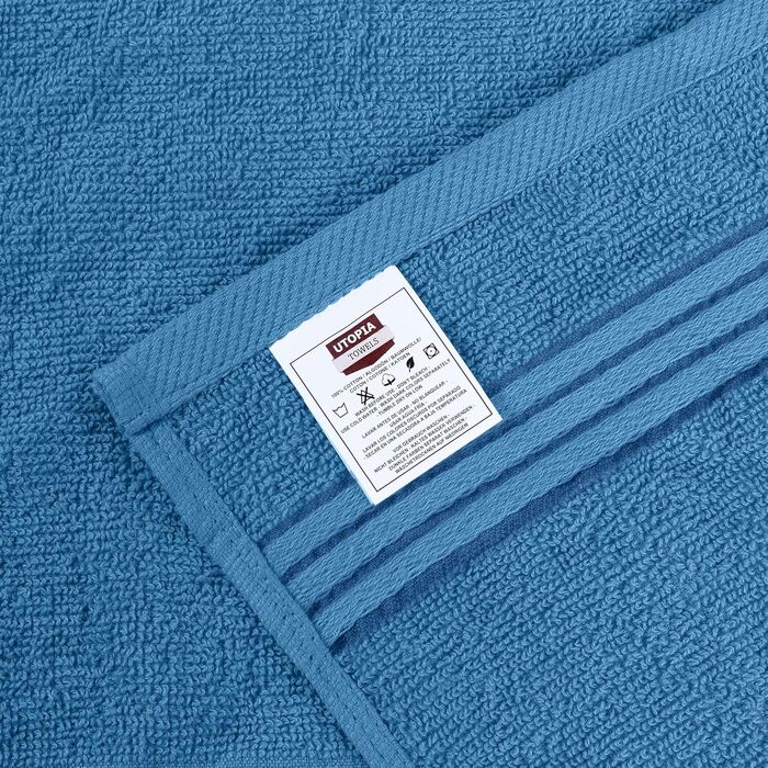 Набір м'яких махрових рушників для обличчя та тіла Utopia Towels, 100% бавовна, 30x30 см, сіро-блакитний, 12 шт.