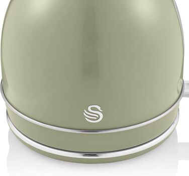 Swan Retro Electric Kettle - 1.8L, Vintage Design, Automatic Shut-Off, Cordless, BPA-Free Stainless Steel, 3000W, Green