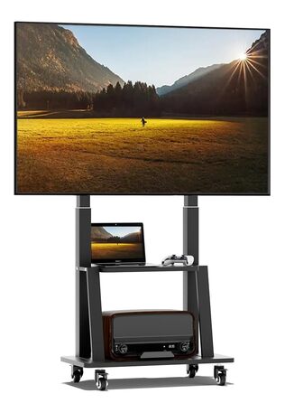 Мобільна підставка для телевізора з колесами, регульована по висоті, VESA 900x600, до 75 дюймів
