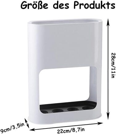 Підставка для парасольки з знімною підставкою для збору води, 22 x 9 x 28 см, 4 слоти, для дому, інтер'єру, в коридор (білий)