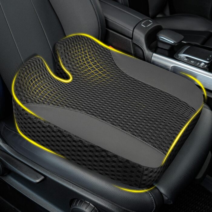Автомобільна подушка для сидіння Lofty Aim з Memory Foam: підтримка спини, зняття болю при ішіасі, для авто, вантажівки, офісу, інвалідного візка - велика, чорна