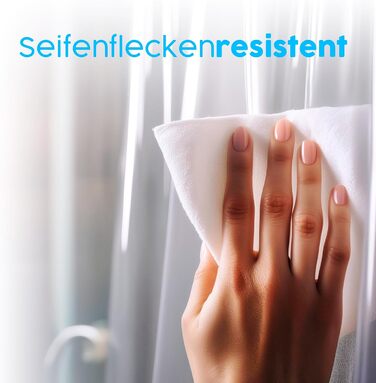 Прозорий душовий завіс ZENO 180x180 см - водонепроникний, з металевими люверсами та магнітами