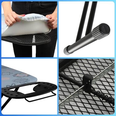 KADAX Ironing Board, 120x38 cm Folding Ironing Table, Height-Adjustable Steaming Ironing Table, Ironing Board with Non-Slip Feet, Table with 8mm Foam Padding (Dark Blue)