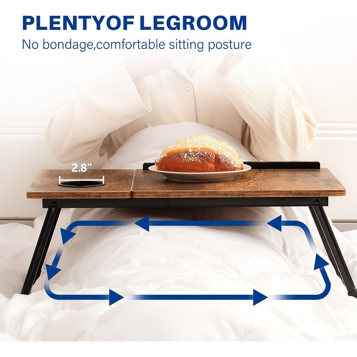 Зручний столик-підставка для ноутбука в ліжко/диван Retrobrown: регульований, складаний, з підстаканником