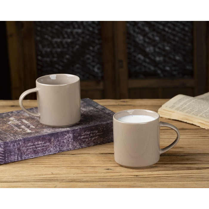 Набір посуду Nebula для 6 осіб, 18-кількісний набір тарілок та наборів мисок, набір посуду з розпиленням з каменю, сервіз, підходить для мікрохвильової печі та посудомийної машини, колір кориця (набір чашок 6x, об'єм 355мл)